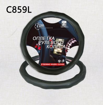 Оплетка на руль C2R  (черная) экокожа C859-XL 45 см