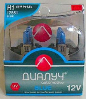 Лампы H1 12V 55W P14,5s к-т BLUE Диалуч белый свет ЛЧ154