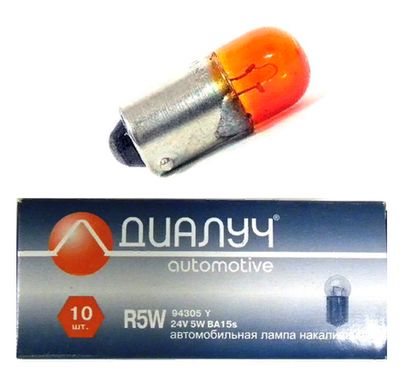 Лампа RY5W 12V BA15s Диалуч желтая ЛЧ197