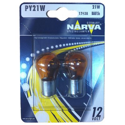Лампа (блистер 2шт.) PY21W 12V-21W (BAU15s) NARVA