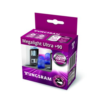 Лампы H1 TUNGSRAM Megalight Ultra +90% 55W P14,5s +2 W5W  комплект с габаритами