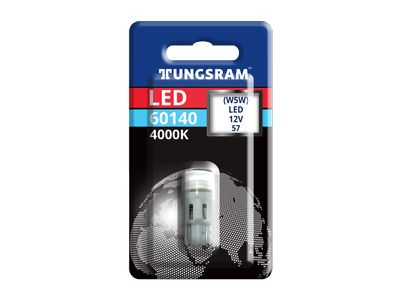 Светодиод W5 12V LED T10 W2.1x9.5d  0,5W 4000K на блистере 35лм TUNGSRAM