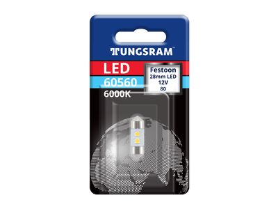 Светодиод C5 12V 28мм  LED 0,5W 6000К в блистере SV8.5-8 60лм TUNGSRAM