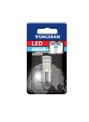 Светодиод P21 12V 3W LED Ba15s 6000К в блистере 390лм TUNGSRAM