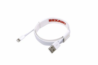 Кабель USB-Lightning для iPhone PVCwhite1mREXANT ОРИГИНАЛ (чип MFI)