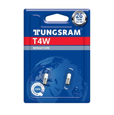 Лампа T4W 12V BA9S TUNGSRAM блистер к-т 2 штуки