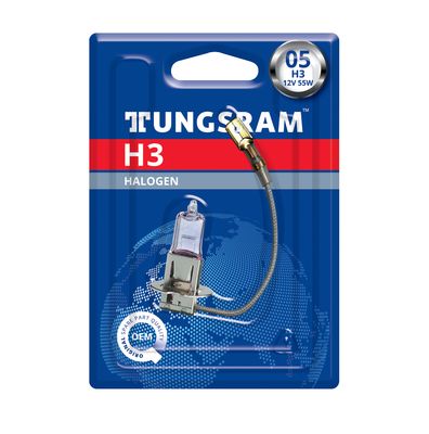 Лампа Н3 12V 55W standart PK22s TUNGSRAM на блистере